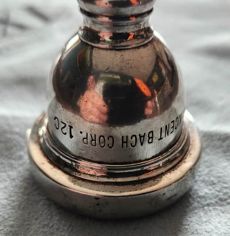 VINTAGE! Vincent Bach Corp. 12C Trombone Mouthpiece Silverplate Long Shank USA 1960s-70s image 1