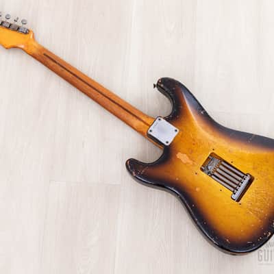 1957 Fender Stratocaster Vintage Guitar Sunburst w/ V Neck, Tweed Case image 14
