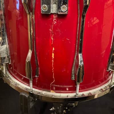 Pearl - 10x14" Maple 12-lug Marching Snare Drum 1980's - Red Wrap image 12