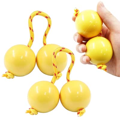 2 Pair Aslatuas Rhythmic Ball Kashaka Shaker, Hand Percussion Instruments African Shaker Rattle Asalato Shaker For Adults Teenagers Beginners, Yellow image 4