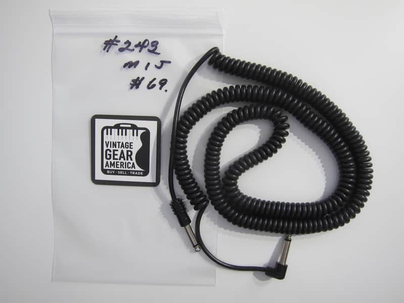 Teisco Del Rey Curly or Coil Cord Guitar Cable MIJ Authentic Vintage Accessory Case Candy Circa-1960s-1970s-Black image 1