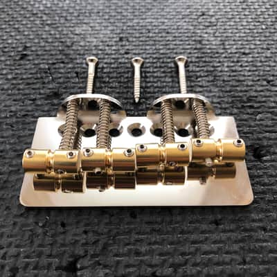 Retrovibe® Fully compensatable bass bridge for 51 Precision string thru, brass saddle, 19mm spacing image 3