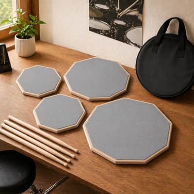 12 Inch + 8 Inch Double Sided Silent Drum Practice Pad Set, Professional Rubber Snare Drum Pad with 2 Pairs 5A Nylon Tip Drum Sticks, Portable Travel Drumming Accessories for Beginners & Adults (Gray) image 3