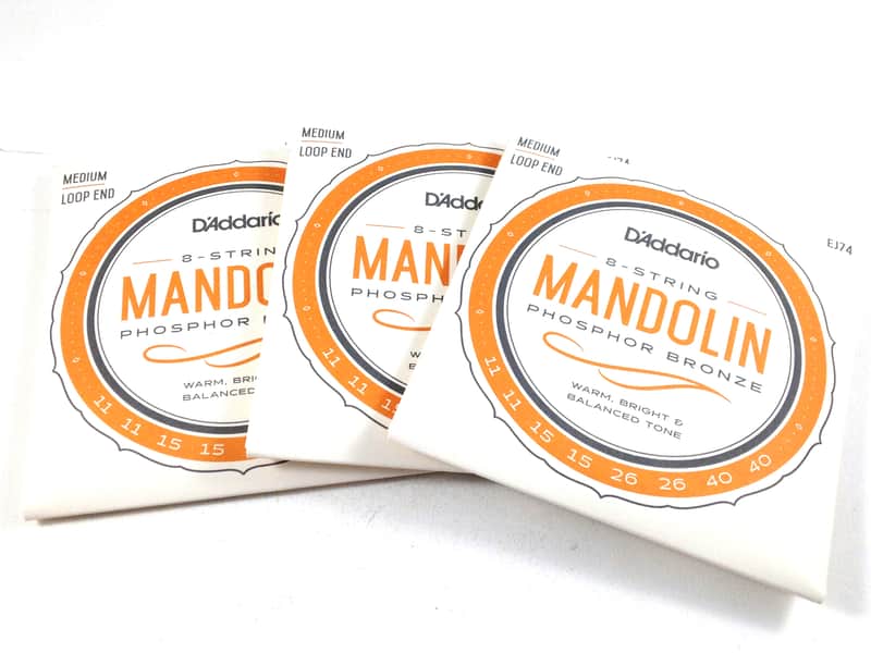 D'Addario EJ74-3D Phosphor Bronze Mandolin Strings - Medium (11-40) 3-Pack image 1