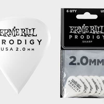2.0mm White Sharp Prodigy Picks 6-Pack - Precision Machined High-Density Non-Slip-Textured Delrin Sharp-Attack Design image 1