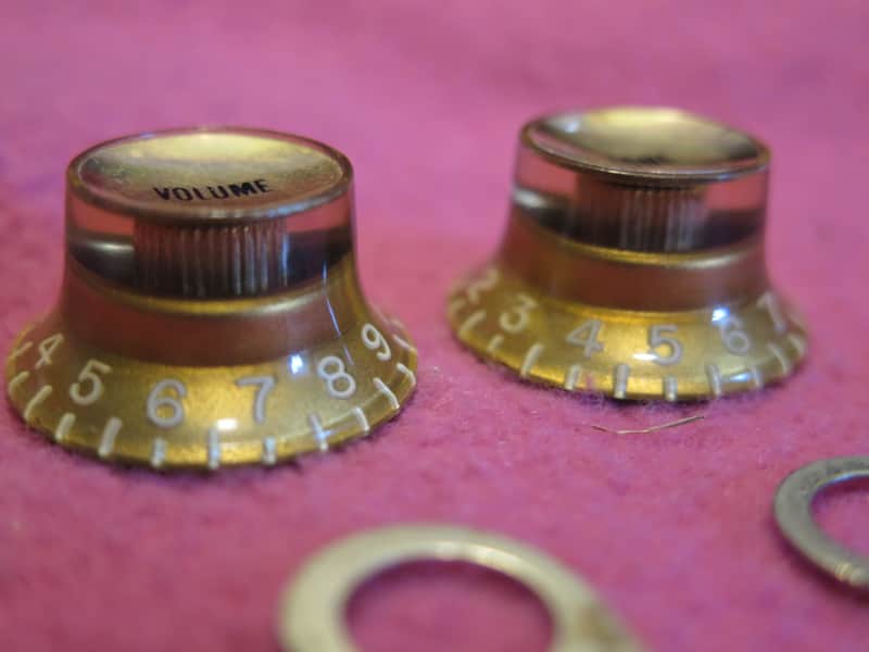 vintage 1960 1961 Gibson reflector knobs "LOW RIM" + pointers for es-125 335 paf jazz L5 super 400 byrdland Les Paul SG 350 paf burst standard image 1