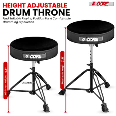5 Core Drum Throne 3" Padded Drum Seat Height Adjustable Drumming Chair for Practice and Performance image 3