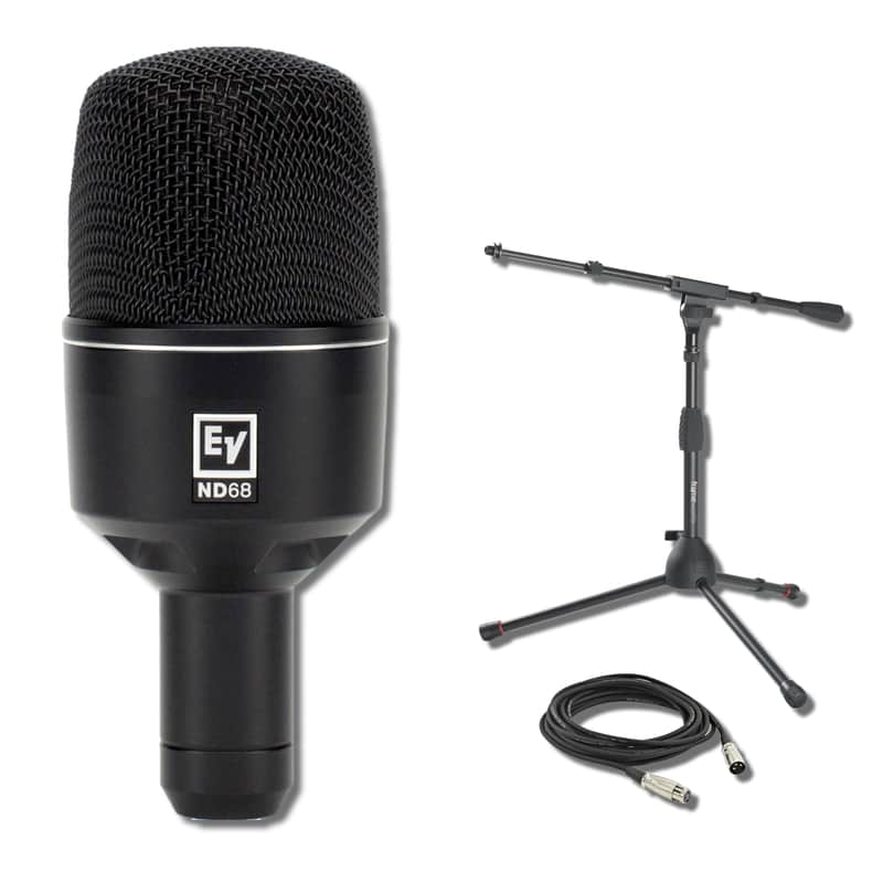 Electro-Voice ND68 Dynamic Supercardioid Bass Drum Microphone with MS7411TB Tripod Style Bass Drum and Amp Mic Stand and XLR Cable image 1