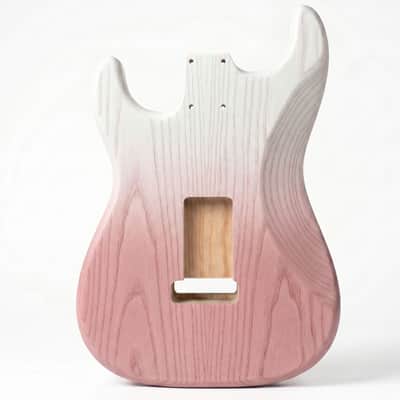 Stratocaster Guitar Body, white pink Stained Ash Body, Right & Left Handed, HHH HSS SSS Pickup Routing, Custom Strat Replacement Body image 3