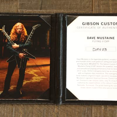 2022 Gibson Custom Dave Mustaine Signature Flying V Exp Black Ebony VOS + COA OHSC image 4