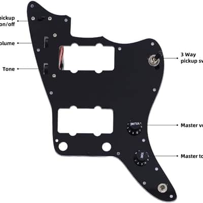 Loaded Guitar Pickguard Prewired Wiring Harness for Jazzmaster Electric Guitar with JM Pickups (Black) image 2