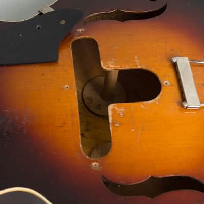 Dobro  Electric Spanish Arch Top Hollow Body Electric Guitar (1936), ser. #122, original black hard shell case. image 19