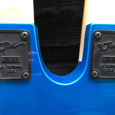 1987 BC Rich double neck Assassin ST-III Blue with lightning bolt graphics image 3