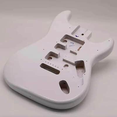 Poplar Wood Strat Style Guitar Body in White image 1