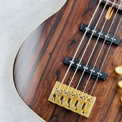 Pensa J-534 Ziricote Top Chambered 5-String Bass 2023 - Natural / Aztec Gold image 4