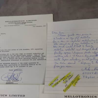 1973 MELLOTRON 400-SM MUSEUM QUALITY {serial#796} 1 OWNER FULLY SEVICED COMPLETE 1971-1994 PROVENANCE FOLDER AMAZING! image 21