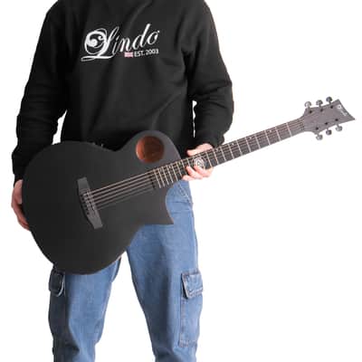 Lindo Neptune V3 Electro Acoustic Guitar with Sapele Back and Sides / Mahogany Neck / Spruce Top / Luminlay Side Dots / Planet Core 12th Fret Inlay - Matte Black image 2