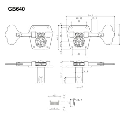 NEW Gotoh GB640 Super Light Weight 4-String Bass Guitar Tuning Machine - BLACK image 2