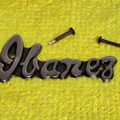 Original 1960's Ibanez Headstock Badge And Pins - Nickel / Black - image 3