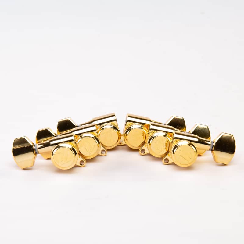 True Lok by True Tune True Lok Mini Modern Style Locking Tuners for Electric Guitar - 3x3 Gold Finish - New