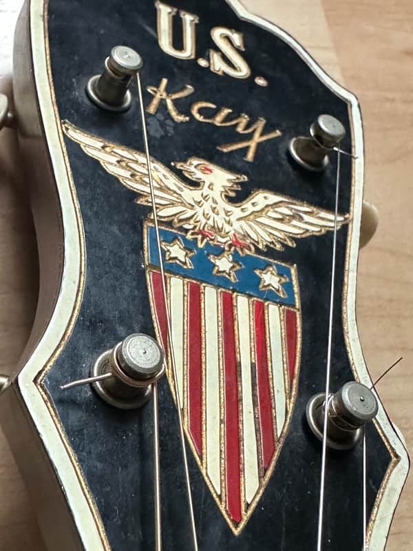 1940's U.S. Kay 4-string Tenor Banjo Patriotic WW2 + Original Case image 1