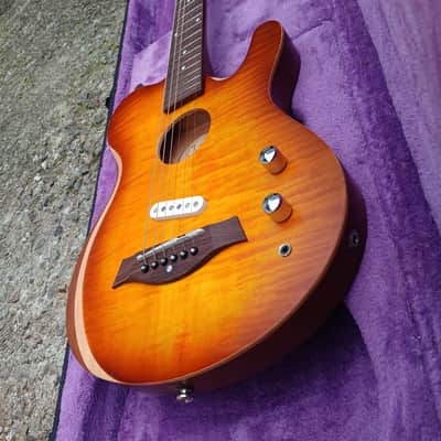 CLIP SAE-580 Travel Silent Guitar Yellow Flame Brown Burst image 7