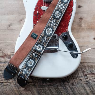 Vintage Floral 60s/70s Hippie Guitar Strap / Real Suede Backing / Handmade in the UK image 4