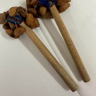 Seed Pod Nut Rattle Shakers (Pair), Sound Effect, 8" Handles - EXCELLENT image 8