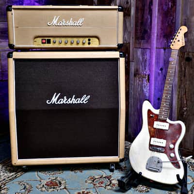 Vintage Marshall JMP 2203 MKII Master Lead 100-watt Amp Head w/ Matching 4x12 Speaker Cab - Fawn Tolex image 2