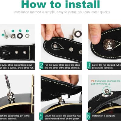 Guitar Strap Locks, Dreokee 2 PCS Silver Guitar Strap Lock Buttons Guitar Strap Locks Set Security Quick Release Strap lock Retainer System Guitar Strap Lock Schaller for Electric,Bass,Acoustic Guitar image 3