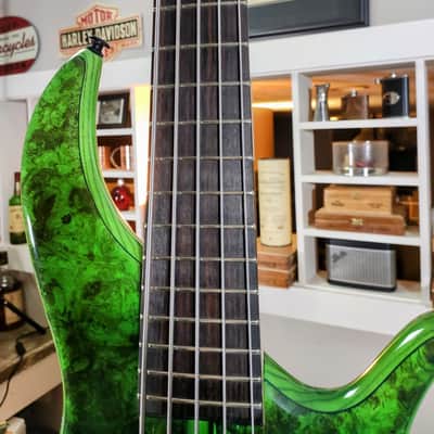 F Bass BN5 Burled Maple Top with Matching Headstock, Transparent Fade Green Gloss! image 6