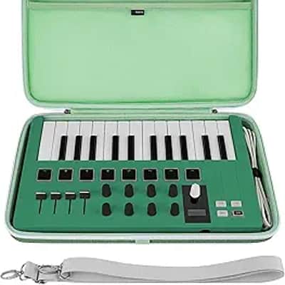 USB MIDI Keyboard Controller Hand Case, Compatible with Arturia MiniLab 3 / MiniLab MkII 25 Slim-Key, Hard Shell Travel Carrying Bag (Mint Green)