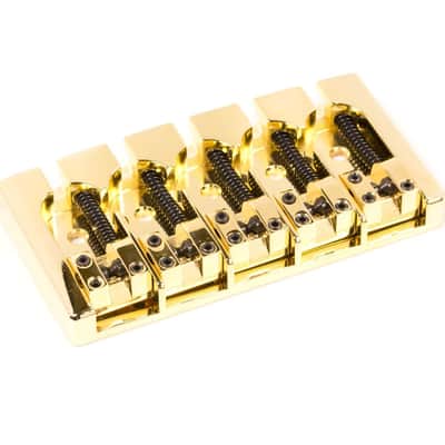 Hipshot A Style 5 String Fender Retrofit Bass Bridge Aluminum Gold 5A5FM3AG