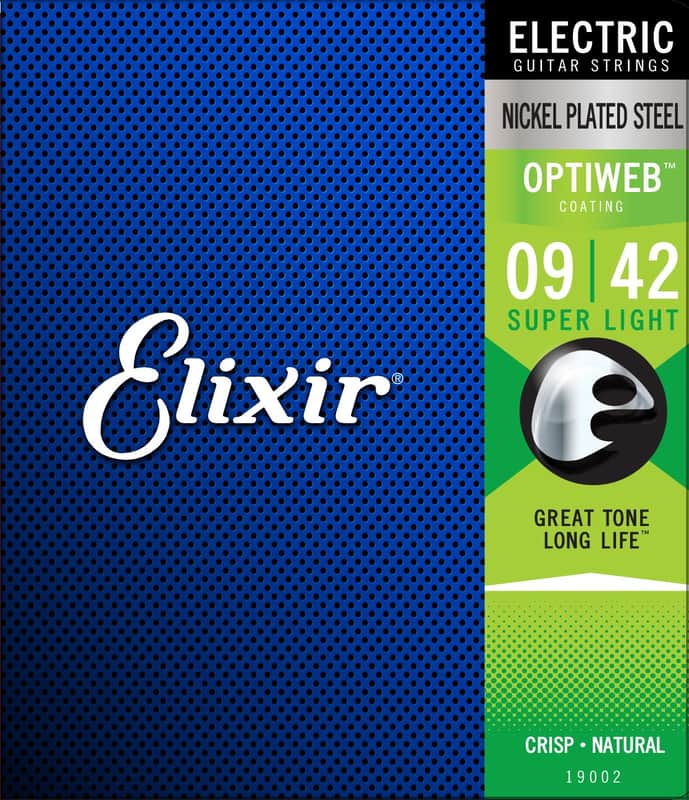 Elixir 19002 Optiweb Nickel Plated Steel Electric Guitar Strings - Super Light (9-42) image 1