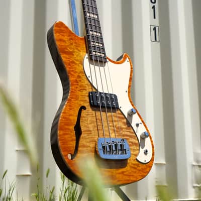 G&L USA Custom Shop Fallout Bass Semi-Hollow Honeyburst 30" Scale 4-String Electric Bass Guitar w/ Black Tolex Case (2025) image 14