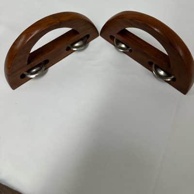 Hand Jingles-Crescent Shape, Pair, Rosewood & Chrome, 6.5" - NEW image 8