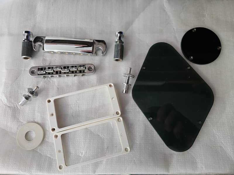 Gibson Robot Les Paul 1st generation - bridge, tailpiece, pickup mounts, poker chip and cavity covers image 1