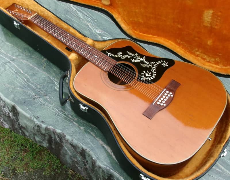 1973 K.Yairi F-180 12-String Acoustic Guitar - Rare / International Label - Made in Japan +Hard Case image 1
