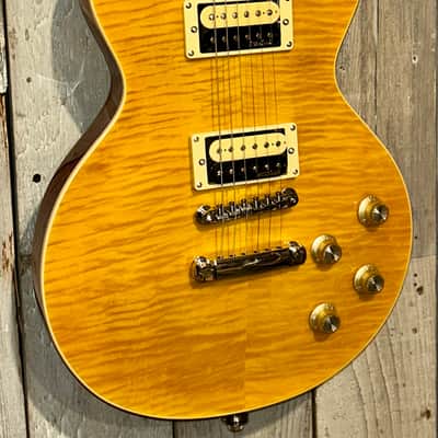 NEW Vintage V100-AFD Reissued Paradise Series Single Cut - Flamed Amber, Support Small Business and Buy It Here! image 3