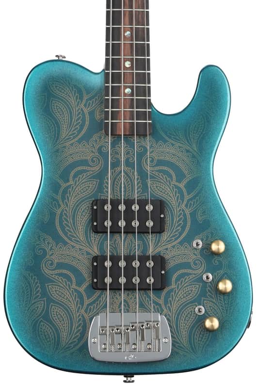 G&L Custom Shop ASAT Bass Guitar - Paisley Pattern/Emerald Blue image 1
