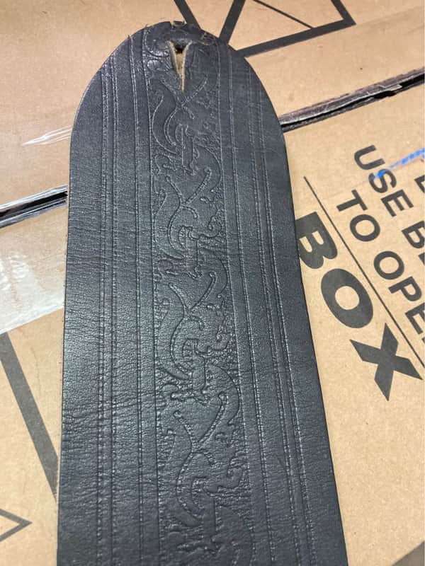 Older vintage Leather 3.5" wide single ply Guitar or Bass Strap in Black image 1