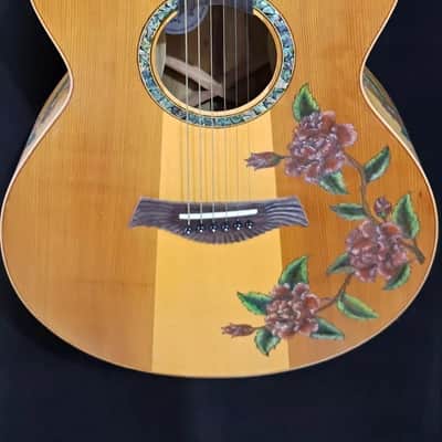 Blueberry Handmade Grand Concert Acoustic Guitar Floral Motif image 15