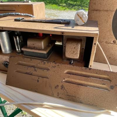 1959 Elpico Tube Amp Set, AC85 + Matching Tube Radio + Speaker Cabinet image 13
