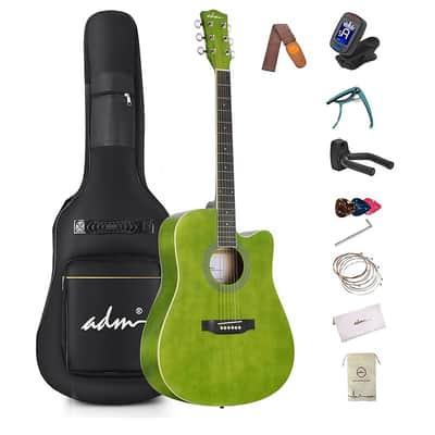 Cxxss 41 Inches Acoustic Cutaway Guitar Beginner Package - kelly green image 5