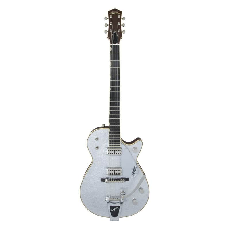 Gretsch G6129T-59 Vintage Select '59 Silver Jet 6-String Right-Handed Electric Guitar with Bigsby, Ebony Fingerboard, and Dual TV Jones Classic Pickups (Silver Sparkle) image 1