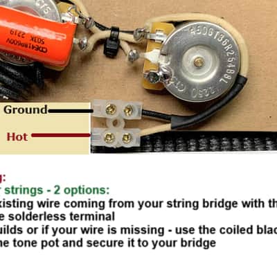 Fender P- Bass  Solderless Wiring Harness - Vintage spec Tone Cap- Premium Components image 4