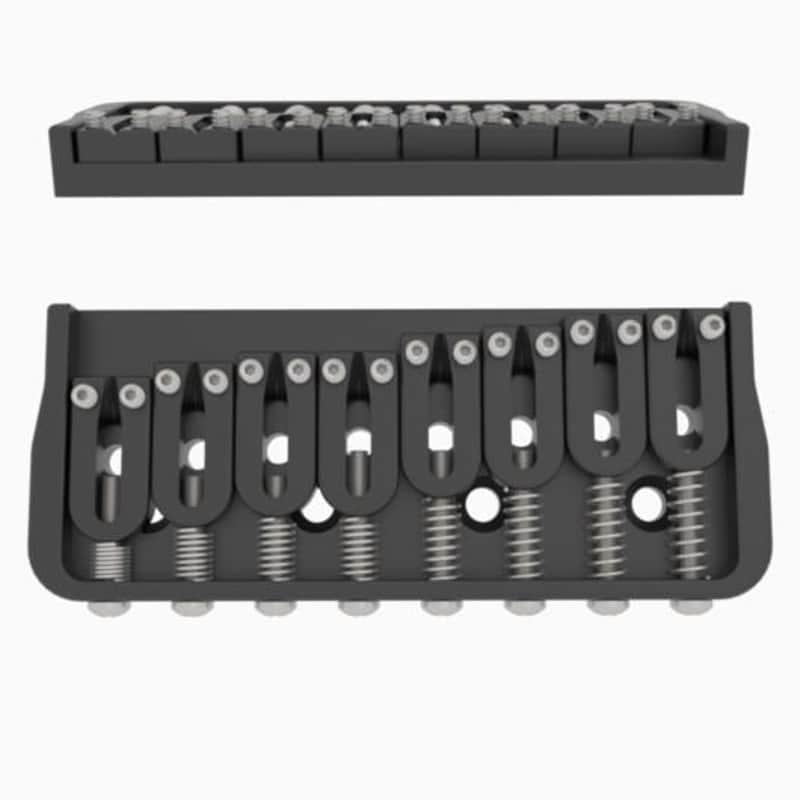 Hipshot 8-String Hardtail Guitar Bridge, .175" Floor Height - BLACK image 1