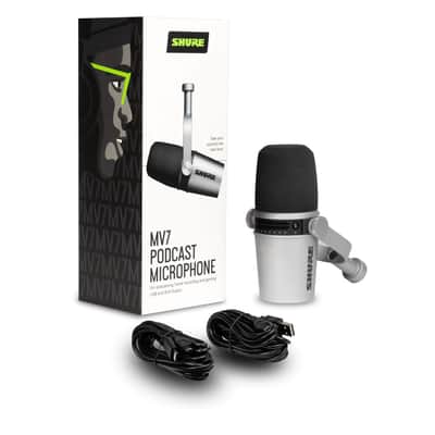 Shure MV7-S XLR/USB Dynamic Podcast Microphone - Silver image 1