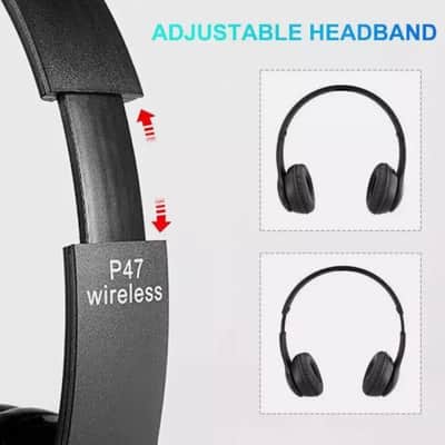 Wireless Bluetooth Headphones with Noise Canceling, Over-Ear Stereo Headphones with Mic, IP65 Waterproof, FM Radio, and Aux Support – US Version image 6