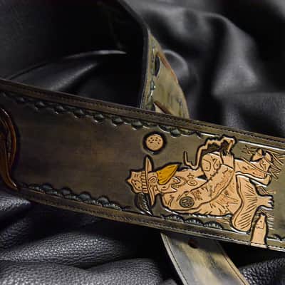 Guitar Leather strap 3.5" Black Crowes this is custom but will show anything can go on a strap image 19